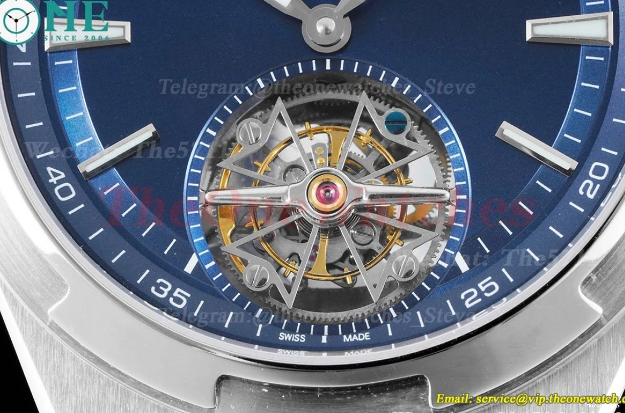 RU 6000V Overseas BBR ref Stk Tourbillon SS Blue 0110